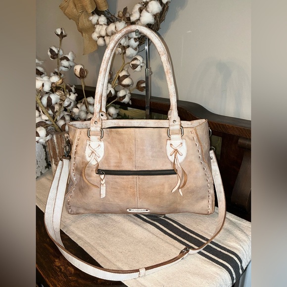Bed Stu Rockababy Satchel Crossbody Shoulder Bag Icicle Rustic Nectar Lux $295 - Picture 4 of 14